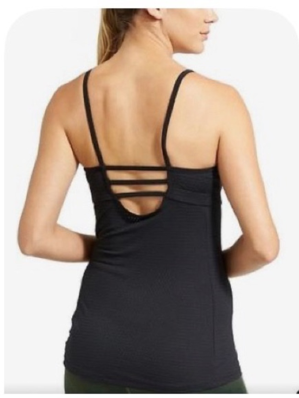 NWT Athleta Flow Support Tank Strappy Back Mesh Yoga - Black